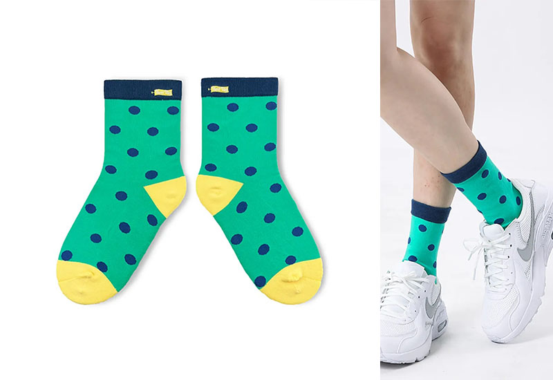 大圓點襪-藍綠 厚襪款(2種尺寸)